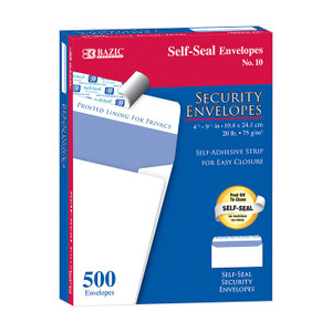 BAZIC #10 Self-Seal Security Envelopes (500/Box) #8220, 5 units per case BAZIC #10 Self-Seal Security Envelopes (500/Box) #8220, 5 units per case