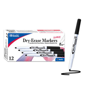 BAZIC Black Fine Tip Dry-Erase Markers (12/Box) BAZIC Black Fine Tip Dry-Erase Markers (12/Box)