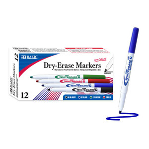 BAZIC Assorted Colors Fine Tip Dry-Erase Markers (12/Box) BAZIC Assorted Colors Fine Tip Dry-Erase Markers (12/Box)