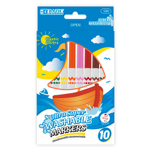 BAZIC 10 Colors Fine Line Super Washable Markers