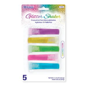 0.21 oz (6g) Neon Color Glitter Shaker - 5 Jars, 24 units per case