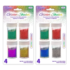 0.28 oz (8g) Primary Color Glitter Shaker - 4 Jars, 24 units per case