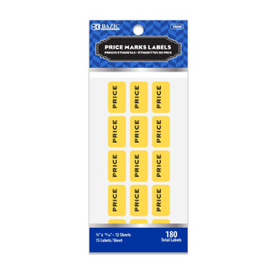 Yellow Price Mark Labels 3/4x15/16 inch (180 Pack), 24 units per case