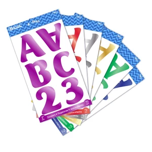2" Metallic Color Alphabet and Number Stickers - 72 Pack, 24 units per case