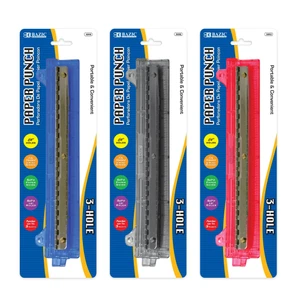 Portable 3-Hole Paper Punch, 3-Sheet Capacity, 12 units per case
