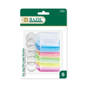 Key Tags with Holder & Label Window 6-Pack, 24 units per case