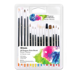 All Purpose Paint Brush Set - 15 Pieces, 24 units per case