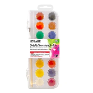 16-Color Watercolor Paint Set with Brush, 24 units per case