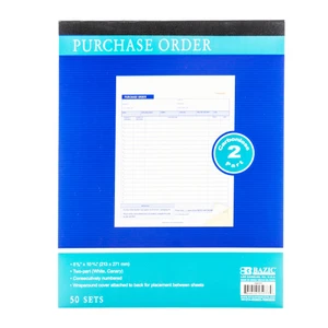 2-Part Carbonless Purchase Order Book - 50 Sets, 8 3/8" x 10 11/16", 12 units per case