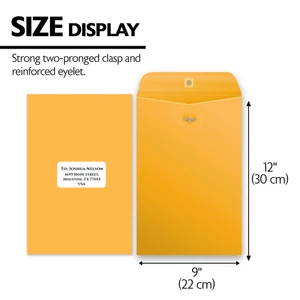 9x12 Clasp Envelopes with Metal Clasp (4 Pack), 48 units per case