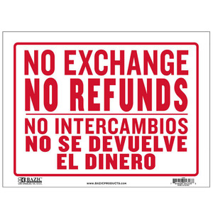 No Intercambios Sin Devoluciones Sign 9x12 Inch Red Banner, 24 units per case