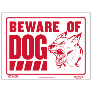 9x12 Beware of Dog Sign Red/White, 24 units per case