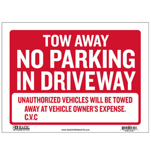 Tow Away Sign 9x12 Inch Durable Red Banner with White Text, 24 units per case