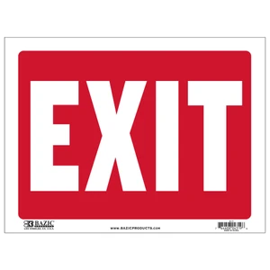 9x12 Exit Sign Red/White High Contrast, 24 units per case