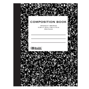 BAZIC W/R 100 count Black Marble Composition Book BAZIC W/R 100 count Black Marble Composition Book