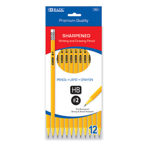 No.2 (HB) Yellow Pre-Sharpened Writing and Drawing Pencils, 12 Per Pack No.2 (HB) Yellow Pre-Sharpened Writing and Drawing Pencils, 12 Per Pack