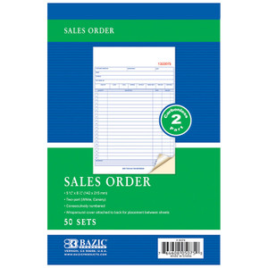 5 9/16" x 8 7/16" 2-Part Carbonless Sales Order, 50 Sets, 24 units per case 5 9/16" x 8 7/16" 2-Part Carbonless Sales Order, 50 Sets, 24 units per case