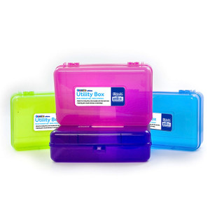 Bright Colored Clear Plastic Multipurpose Utility Box, 24 units per case