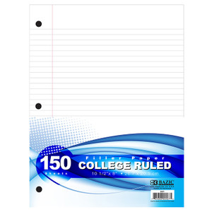 10 1/2" x 8" College Ruled Filer Paper, 150 Sheets, 24 units per case 10 1/2" x 8" College Ruled Filer Paper, 150 Sheets, 24 units per case