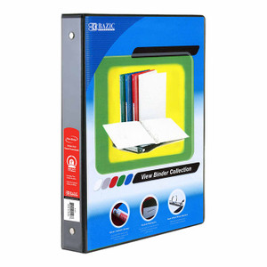 Black 2-Pocket View Binder with 3 1" Rings, 12 units per case