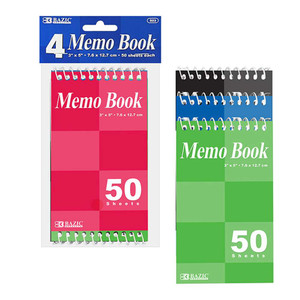 3" x 5" Top Spiral Bound Memo Book, 50 Sheets, 24 units per case