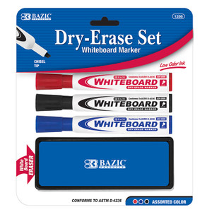 Assorted Color Chisel Tip Dry Erase Marker Set with Whiteboard Eraser Assorted Color Chisel Tip Dry Erase Marker Set with Whiteboard Eraser