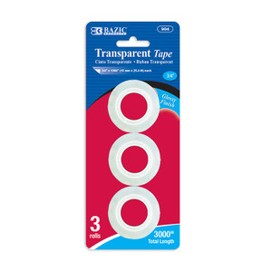 3/4" x 1000" Transparent Tape with Glossy Finish, 3 Rolls Per Pack 3/4" x 1000" Transparent Tape with Glossy Finish, 3 Rolls Per Pack