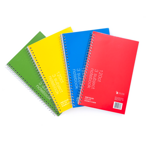 5.75" x 9" Spiral Bound Wide Ruled 3 Subject Notebook, 120 Sheets, 48 units per case