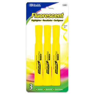 BAZIC Yellow Desk Style Fluorescent Highlighters (3/Pack) BAZIC Yellow Desk Style Fluorescent Highlighters (3/Pack)