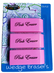 Creative Colors Erasers - Pink Wedge - 3ct Creative Colors Erasers - Pink Wedge - 3ct