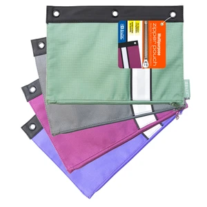 Bazic Assorted Color 3-Ring Pencil Pouch, 24 units per case