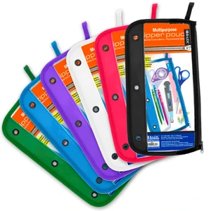 BAZIC 11.5" x 6.5" 3-ring Clear Pencil Pouch, 24 units per case