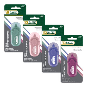 BAZIC 5 mm x 196" Mini Correction Tape with Protective Cap, 24 units per case