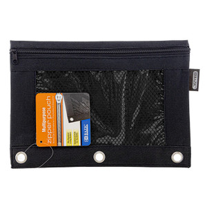 BAZIC Black 3-Ring Pencil Pouch w/ Mesh Window BAZIC Black 3-Ring Pencil Pouch w/ Mesh Window