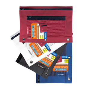 BAZIC Double Zipper 3-Ring Pencil Pouch w/ Mesh Window BAZIC Double Zipper 3-Ring Pencil Pouch w/ Mesh Window