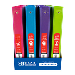 BAZIC 1" Asst. Neon Color 3-Ring View Binder w/ 2-Pockets BAZIC 1" Asst. Neon Color 3-Ring View Binder w/ 2-Pockets