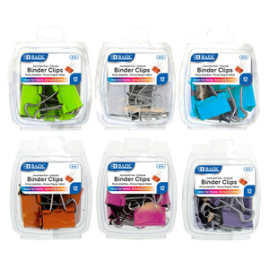 BAZIC Assorted Size Color Binder Clip (12/Pack), 24 units per case
