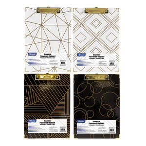 BAZIC Standard Size Geometric Paperboard Clipboard w/ Gold Low Profile Clip BAZIC Standard Size Geometric Paperboard Clipboard w/ Gold Low Profile Clip