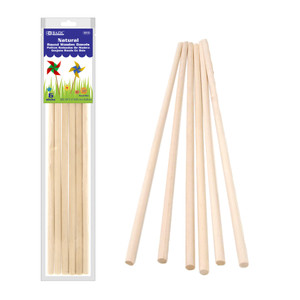 BAZIC 3/8" x 12" Round Natural Wooden Dowel (6/Bag), 24 units per case