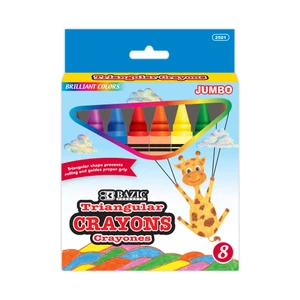 BAZIC 8 Color Premium Jumbo Triangle Crayons, 24 units per case