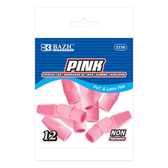BAZIC Pink Eraser Cap (12/Pack), 36 units per case