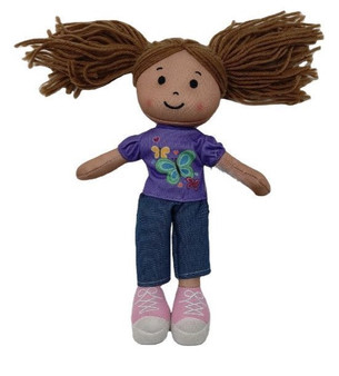 Handmade Huggable Rag Doll with Jeans/Butterflies– 100% Spandex Cotton, Ultra-Soft Polyester Stuffing | Perfect Gift for All Occasions, 24 units per case