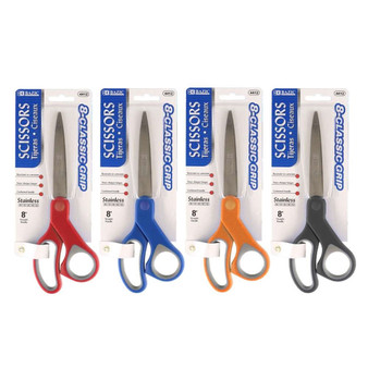 8" Soft Grip Stainless Steel Scissors, 24 units per case