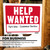 9x12 Help Wanted Sign Red/White, 24 units per case