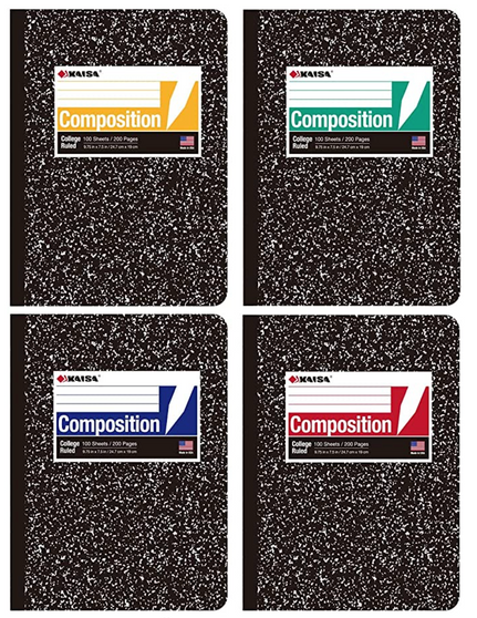 Composition Notebooks, College Ruled 9-3/4" x 7-1/2" Comp Books Writing Journals Notebook, 20 units per case