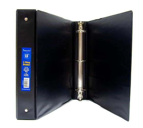 1.5" 3-Ring Binders - 2 Inside Pockets Black 1.5" 3-Ring Binders - 2 Inside Pockets Black