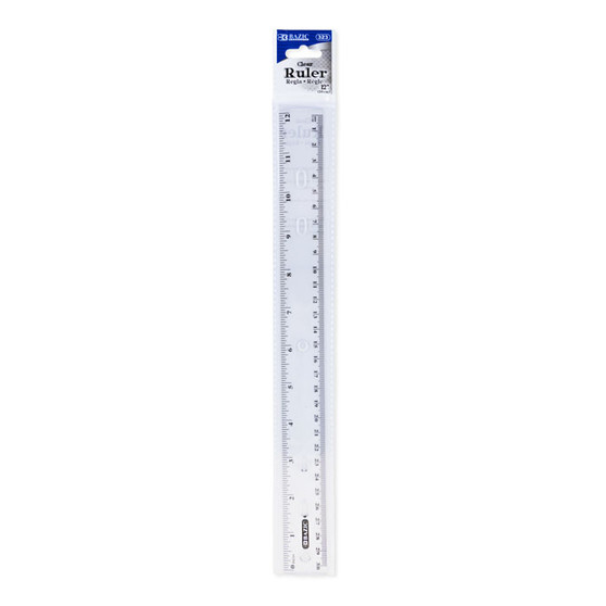 BAZIC 12" (30cm) Clear Ruler, 24 units per case