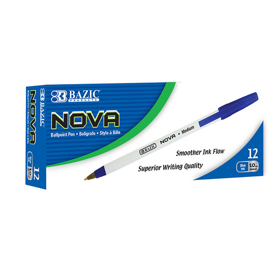 BAZIC Nova Blue Color Stick Pen (12/Box), 12 units per case BAZIC Nova Blue Color Stick Pen (12/Box), 12 units per case