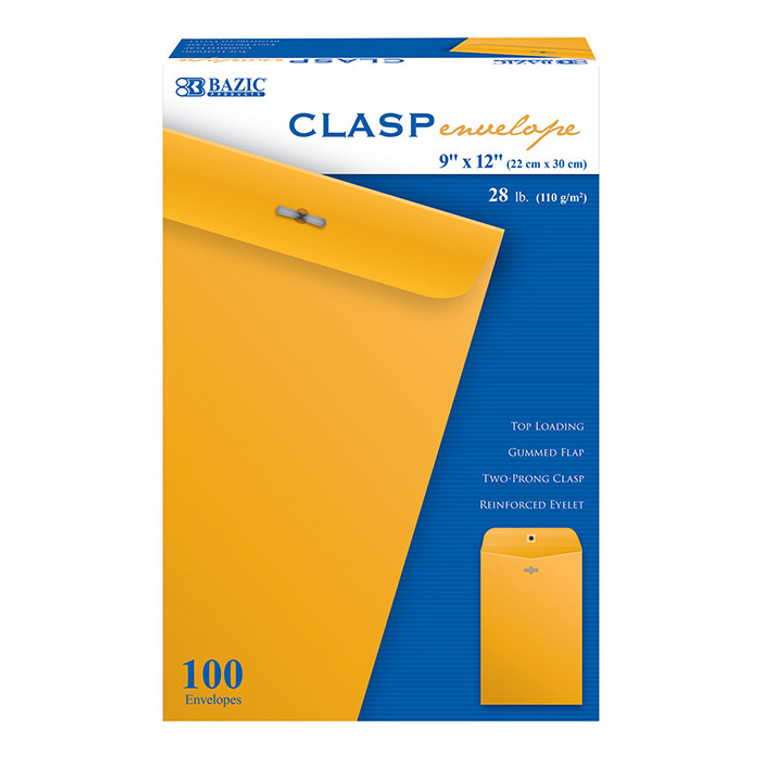 BAZIC 9" X 12" Clasp Envelope (100/Box)