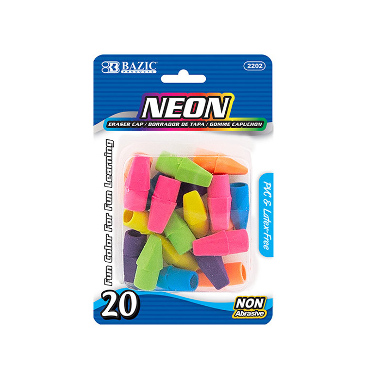 BAZIC Neon Eraser Cap (20/Pack)